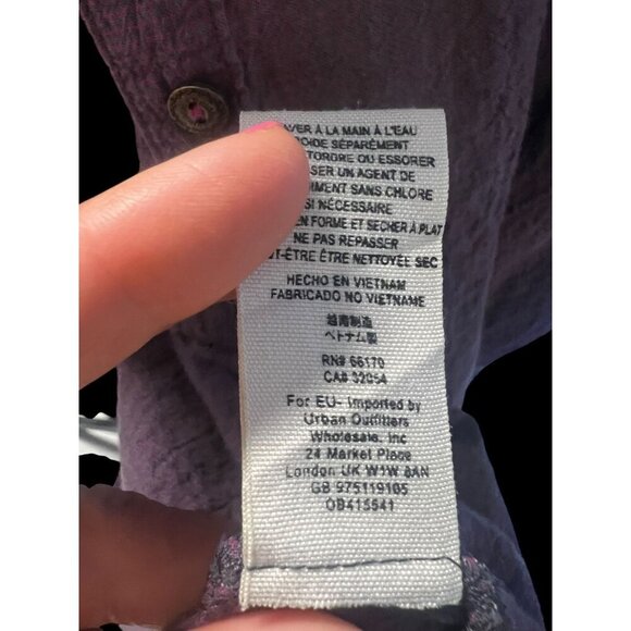 FREE PEOPLE Womens MEDIUM Textured Purple Button-Up Shirt With Pockets BEACH REL - Picture 6 of 10